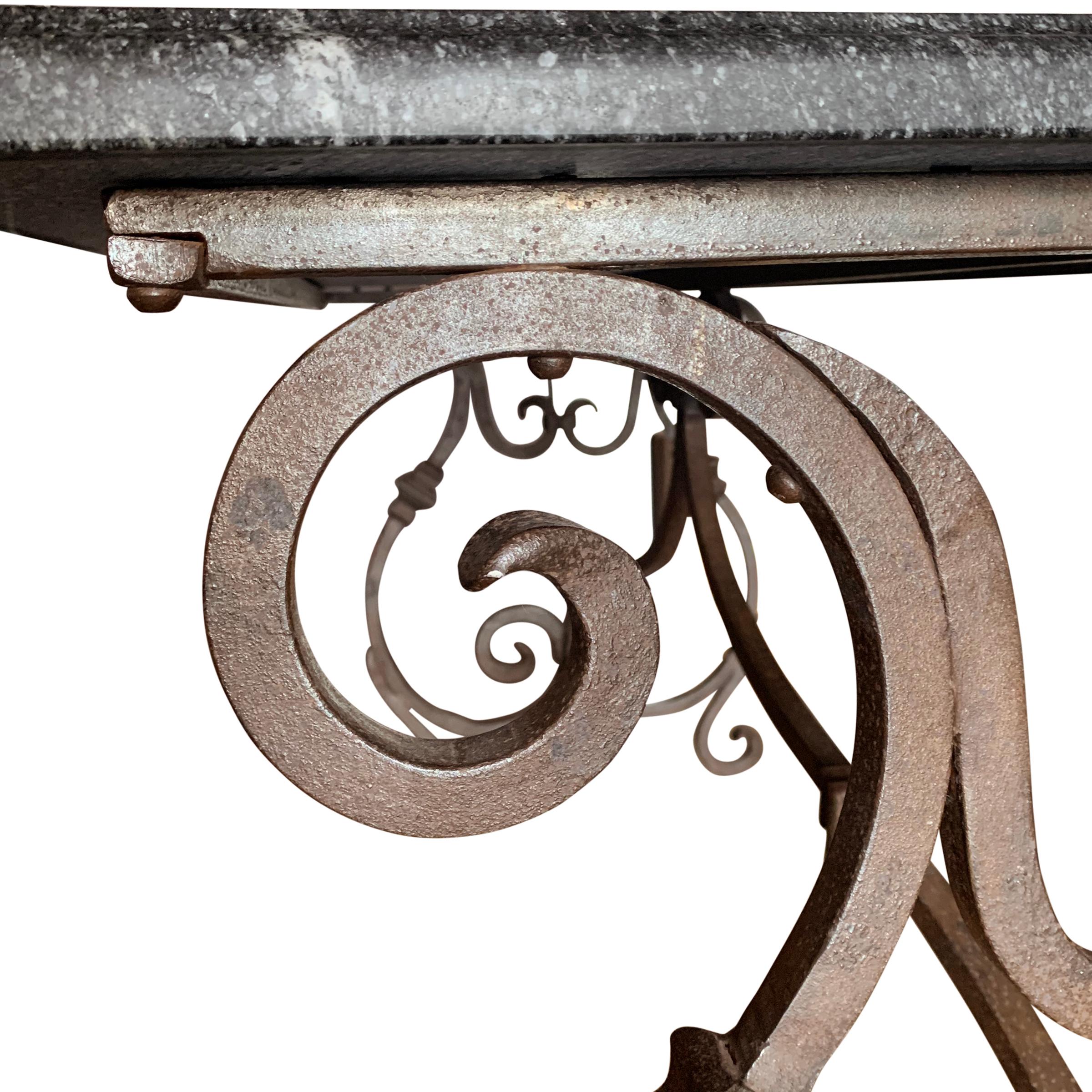 Italian Wrought Iron and Stone Top Table 6