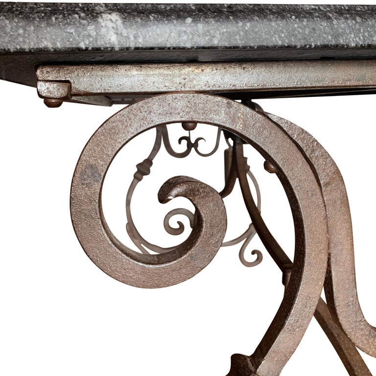 Italian Wrought Iron and Stone Top Table at 1stDibs