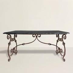 Italienischer Tisch aus Schmiedeeisen und Steinplatte