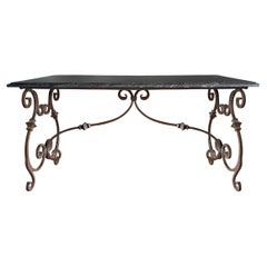 Italian Wrought Iron and Stone Top Table