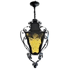 Farol de cristal de hierro forjado artesanal francés para interior o exterior