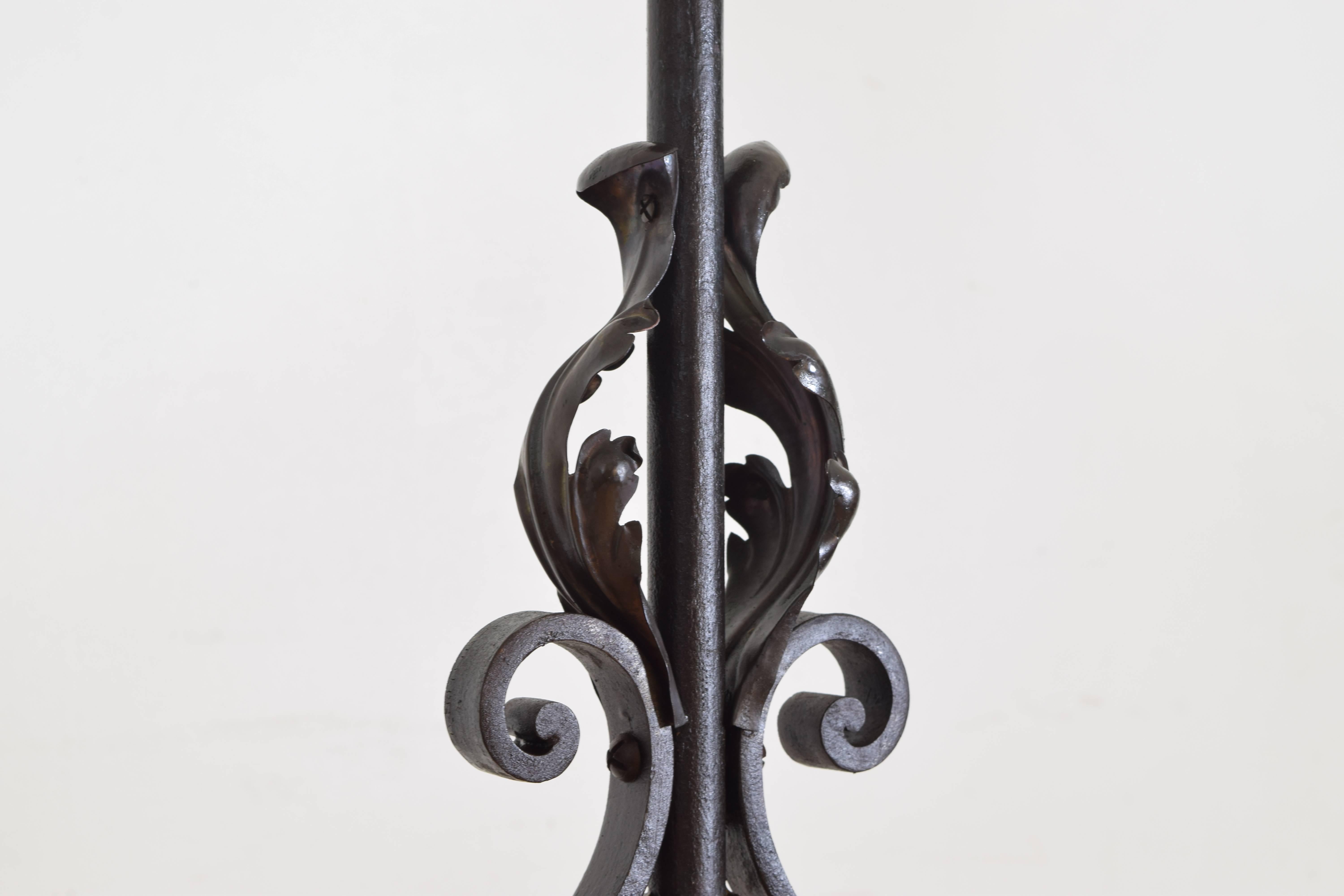 Italian Wrought Iron, Brass, and Glass Two-Light Billiards Fixture, 19th Century 3