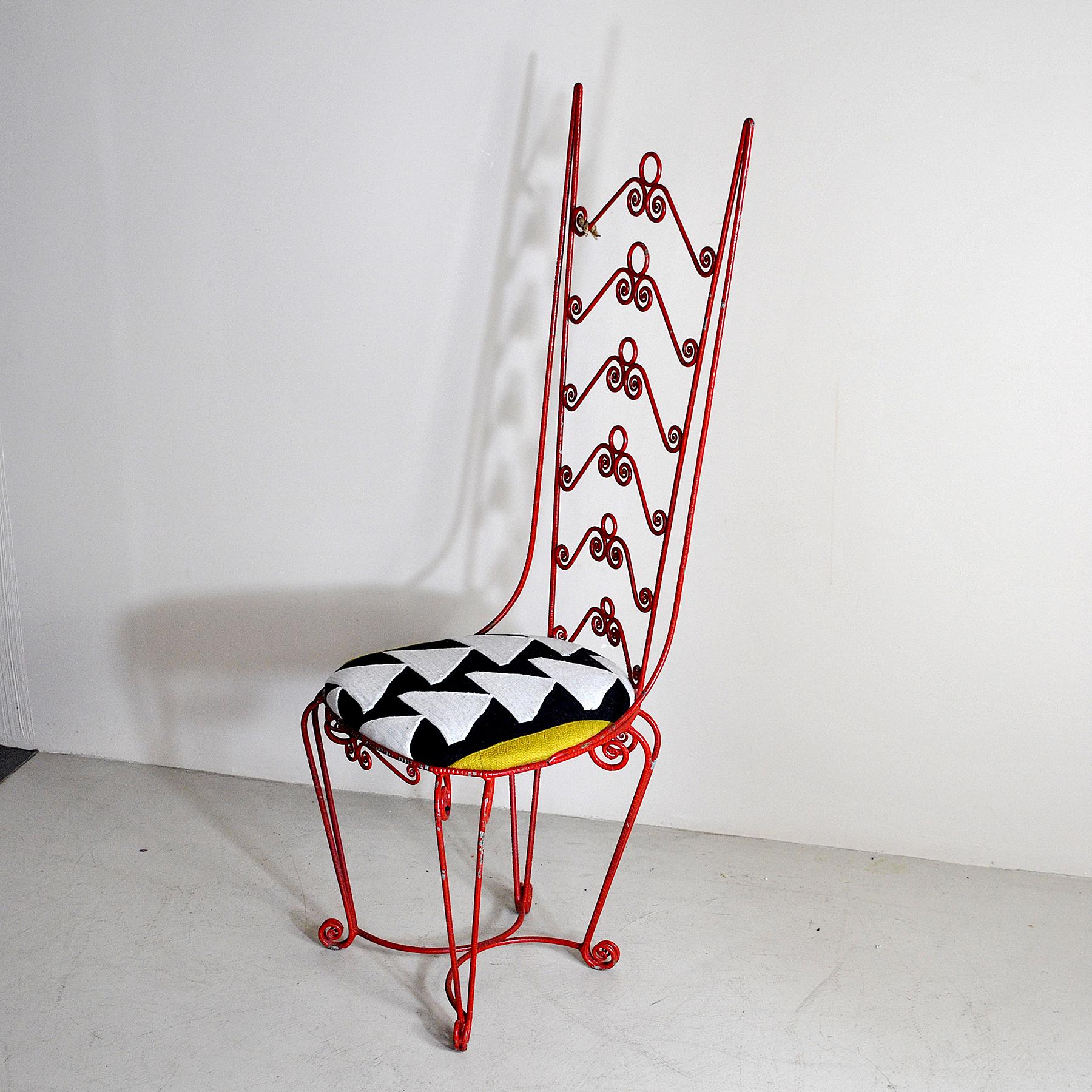 Italian Wrought Iron Chair from the Sixties In Good Condition For Sale In bari, IT