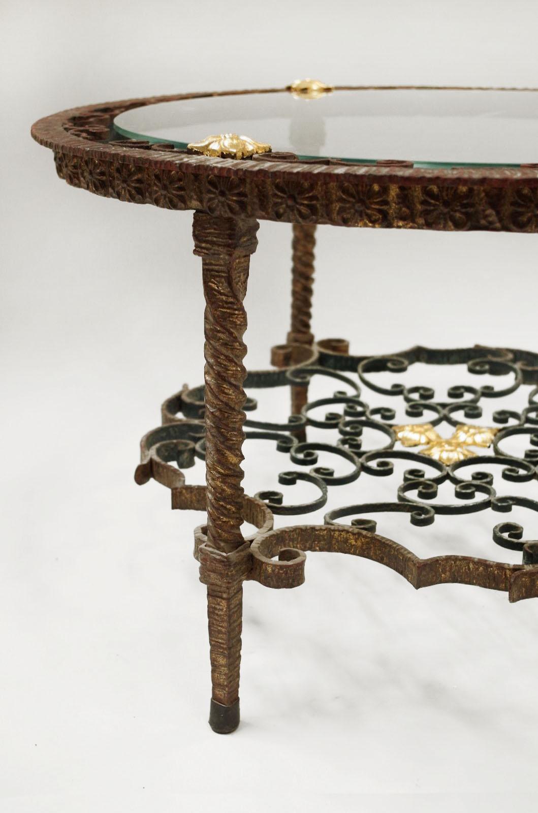 Italian Wrought Iron Coffee Table, circa 1950 In Good Condition For Sale In Saint-Ouen, FR