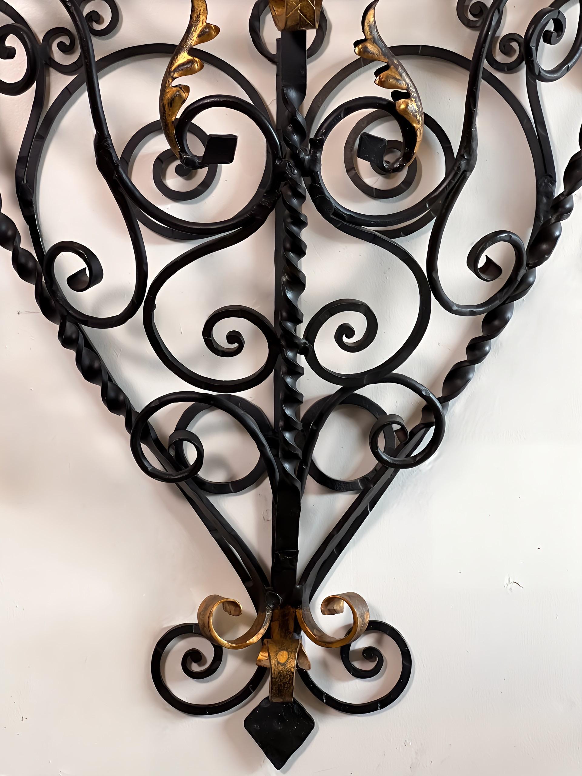 Italian Wrought Iron Console Table with Black Marble Top For Sale 2