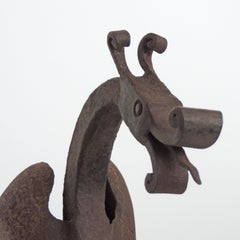 Italian Wrought Iron Dragon Andirons, 1900