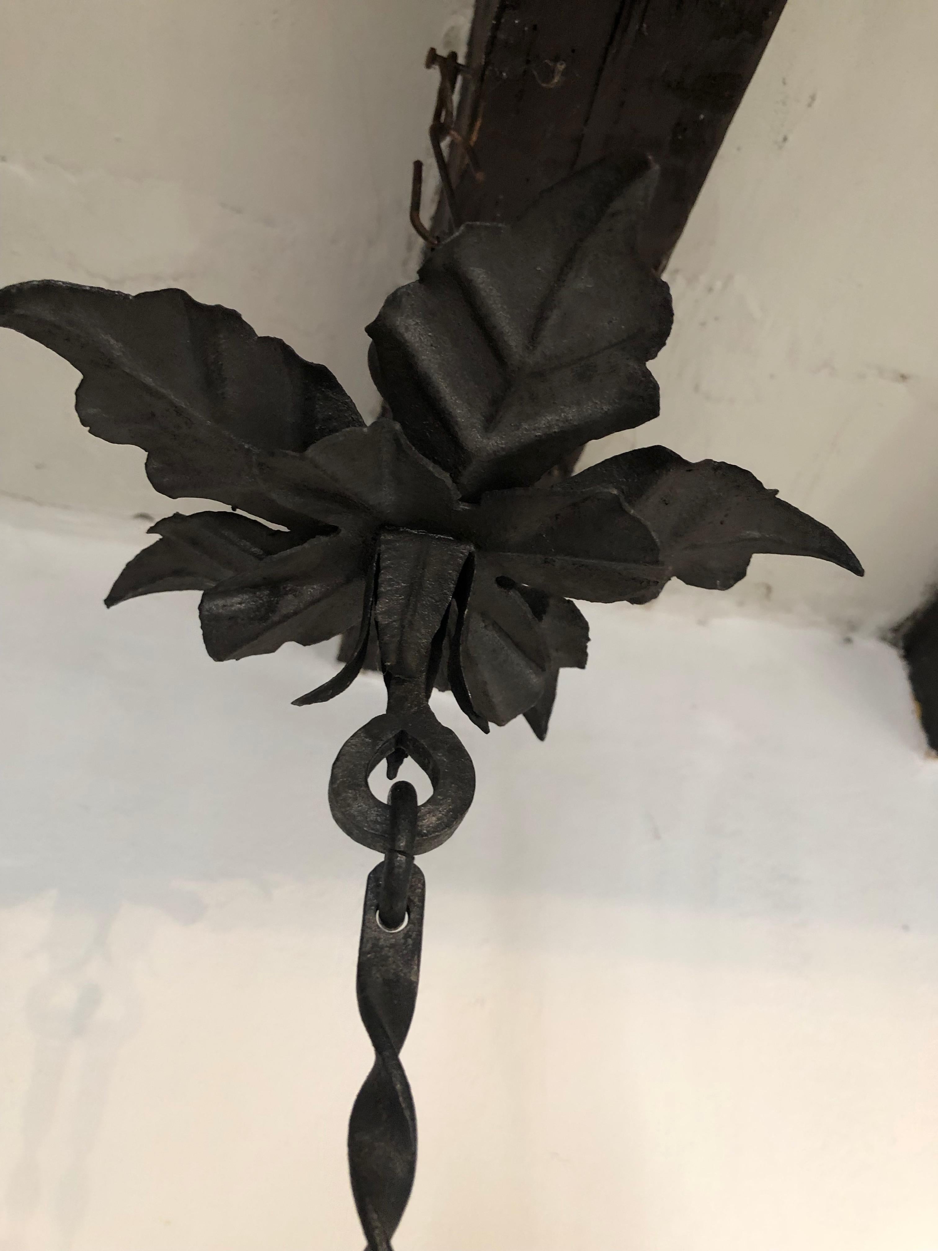 Alessandro MazzucoteIli Italian Wrought Iron Dragon Medieval Chandelier c 1890 For Sale 2