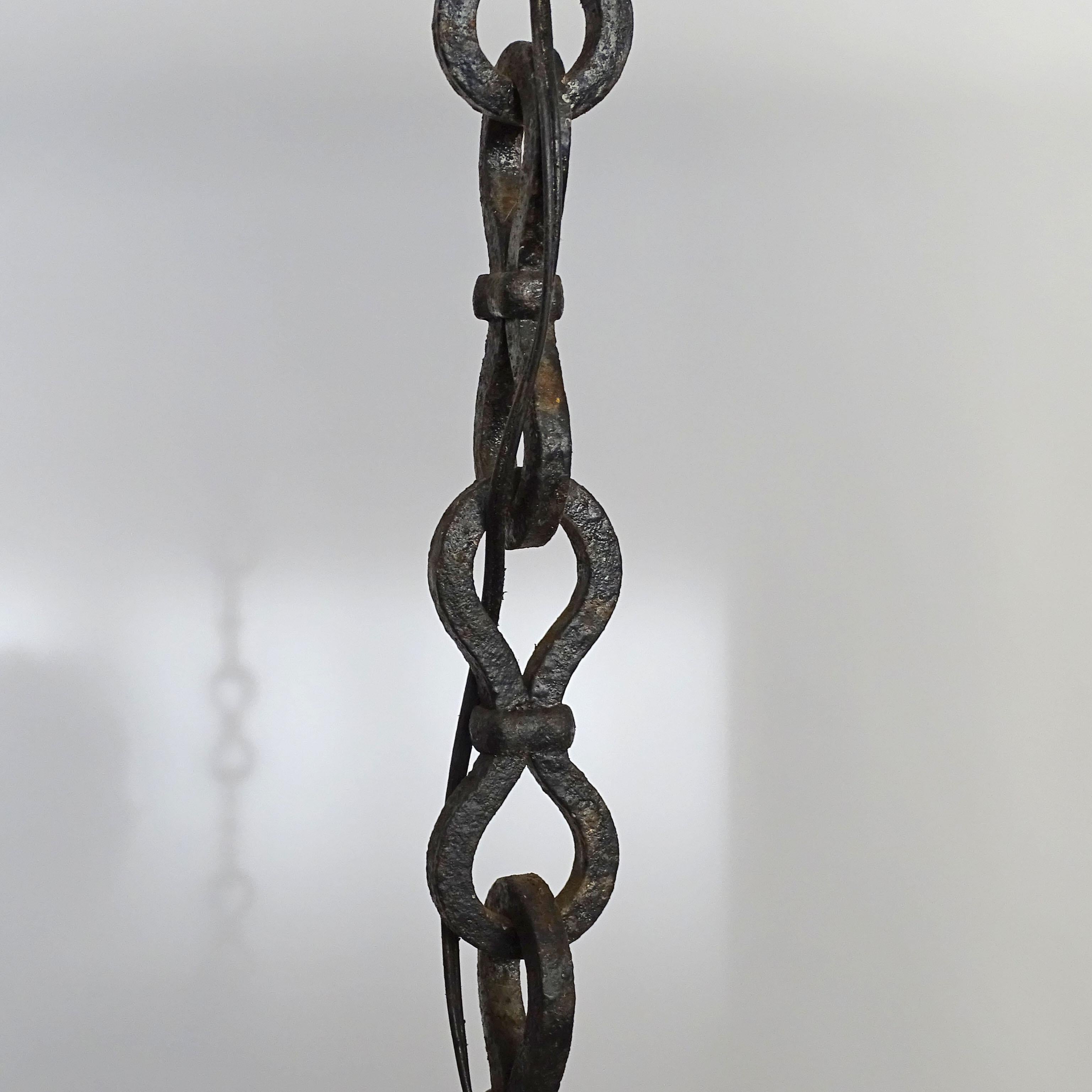 Italian Wrought Iron Eight Lights Rustic Ceiling Lamp For Sale 1