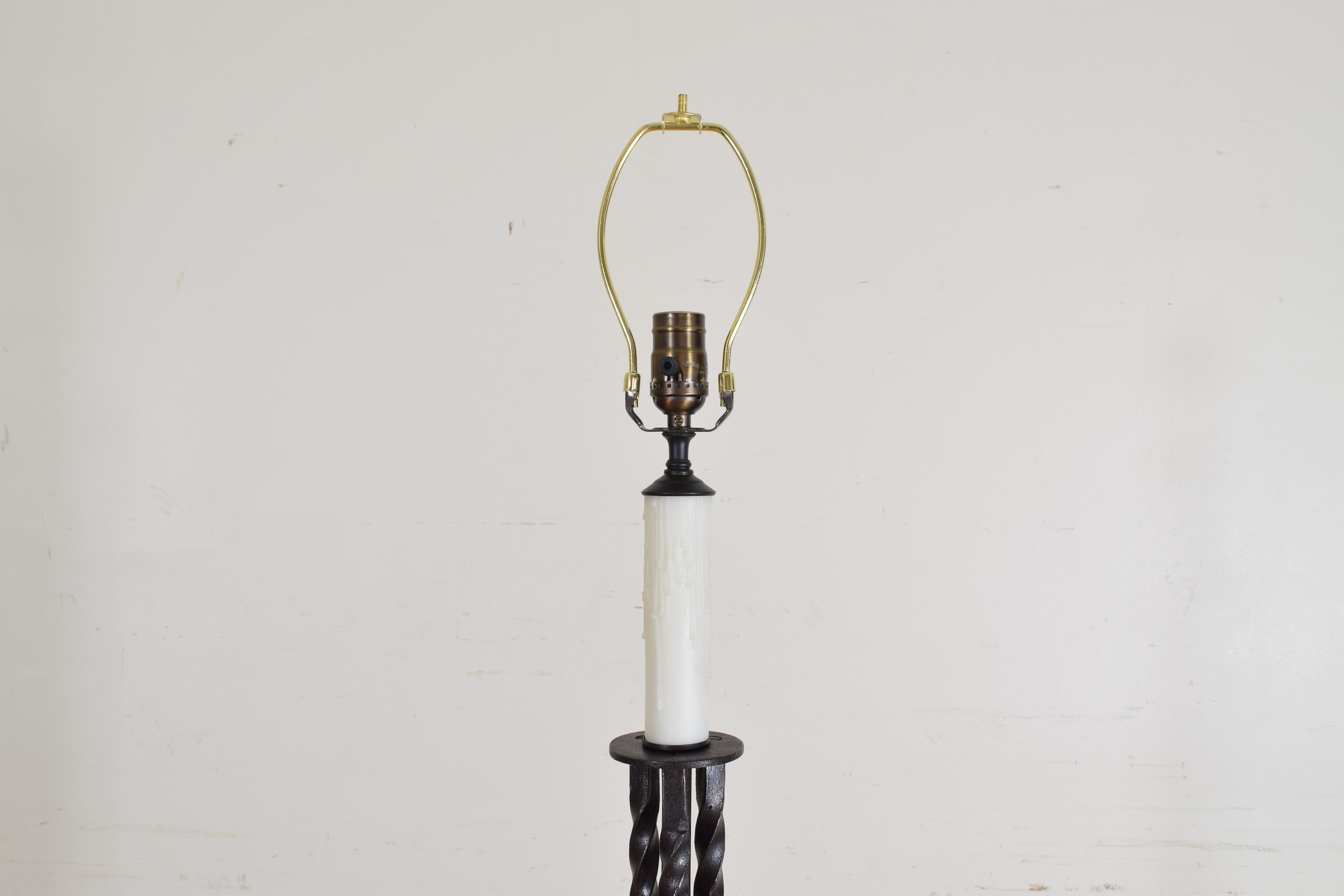 Italian Wrought Iron Floor Lamp, Three-Spiral Twists, 20th Century 1