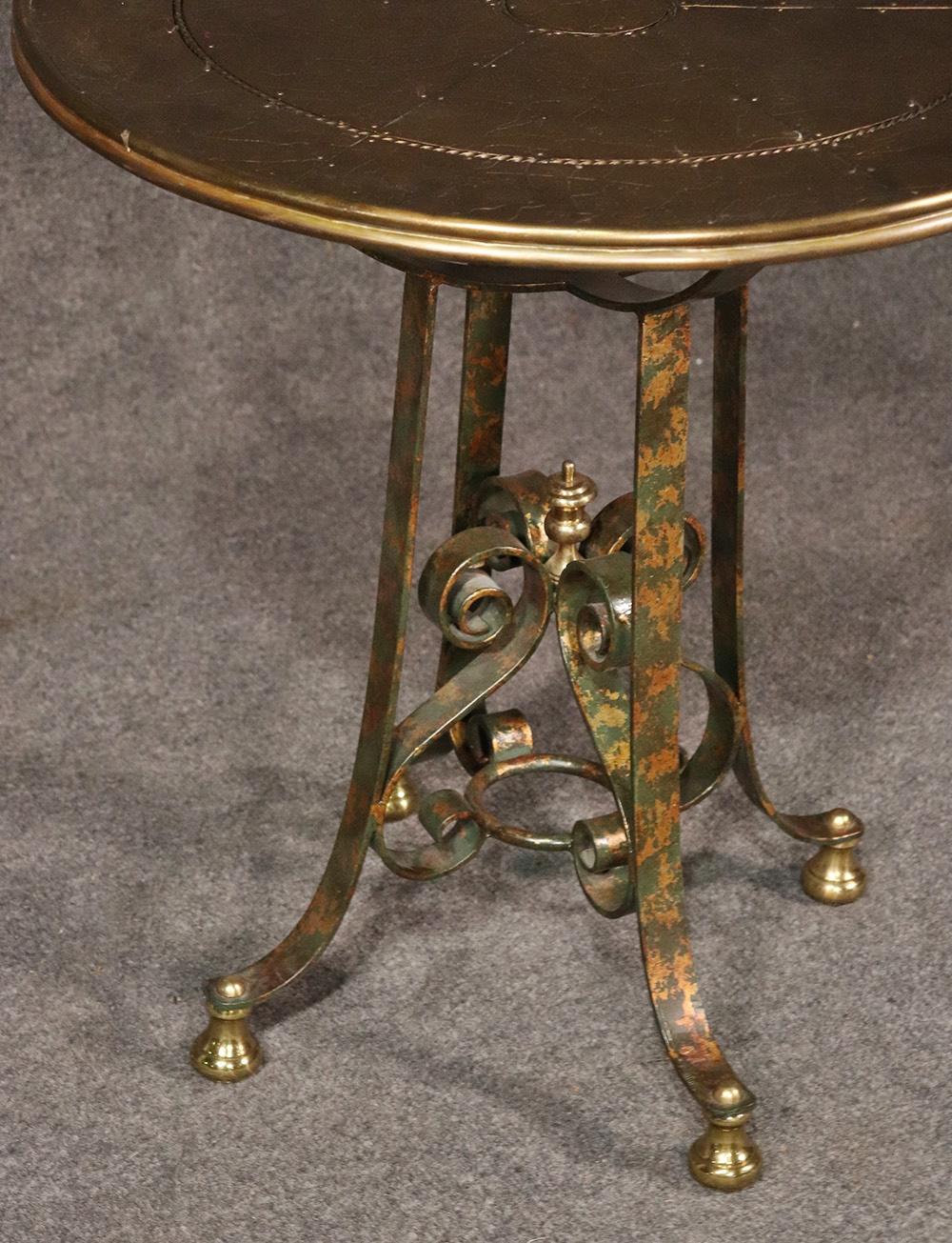 Italian Wrought Iron Gilt Center Table In Good Condition For Sale In Swedesboro, NJ