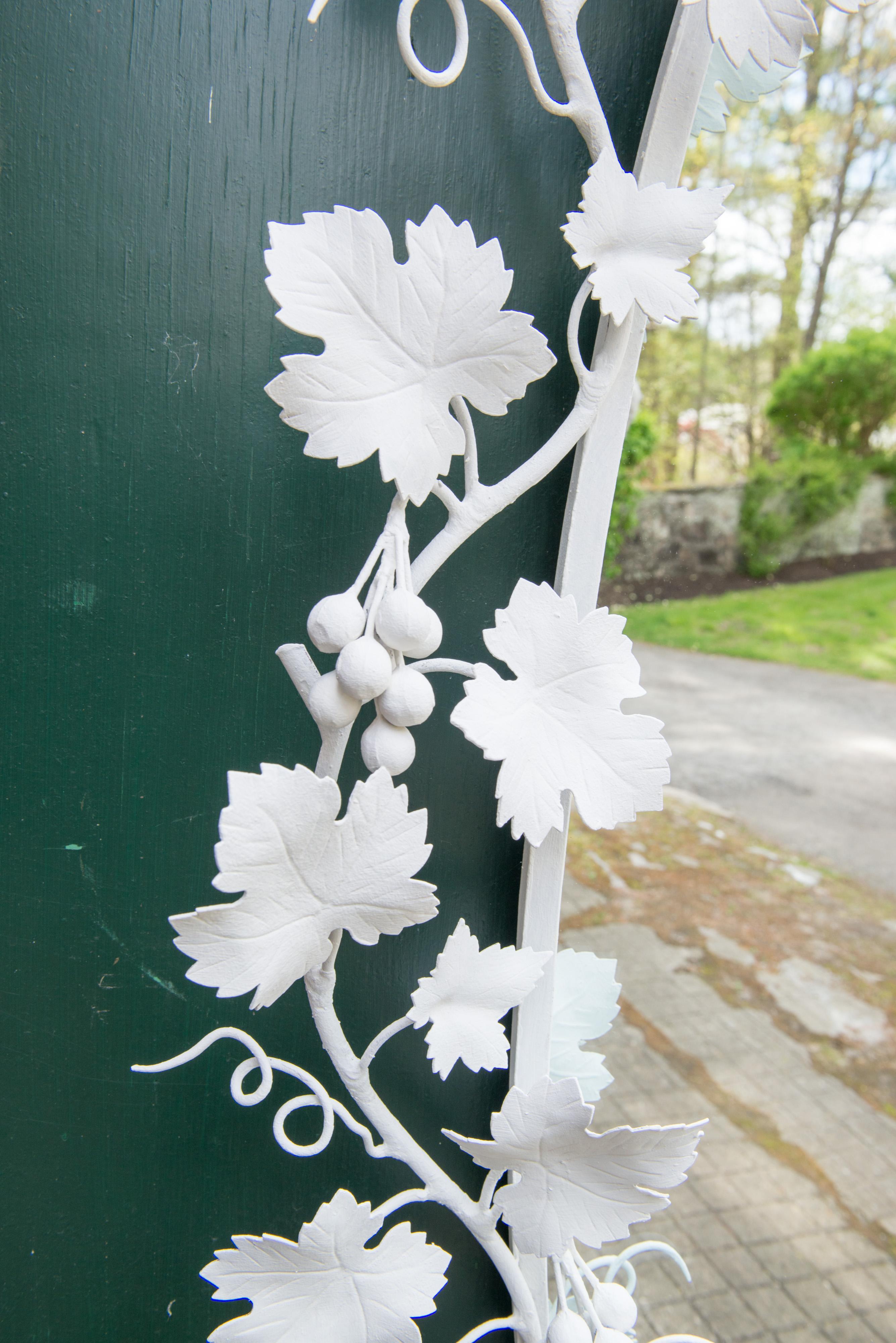 Italian Wrought Iron Grape Vine White Painted Mirror 6