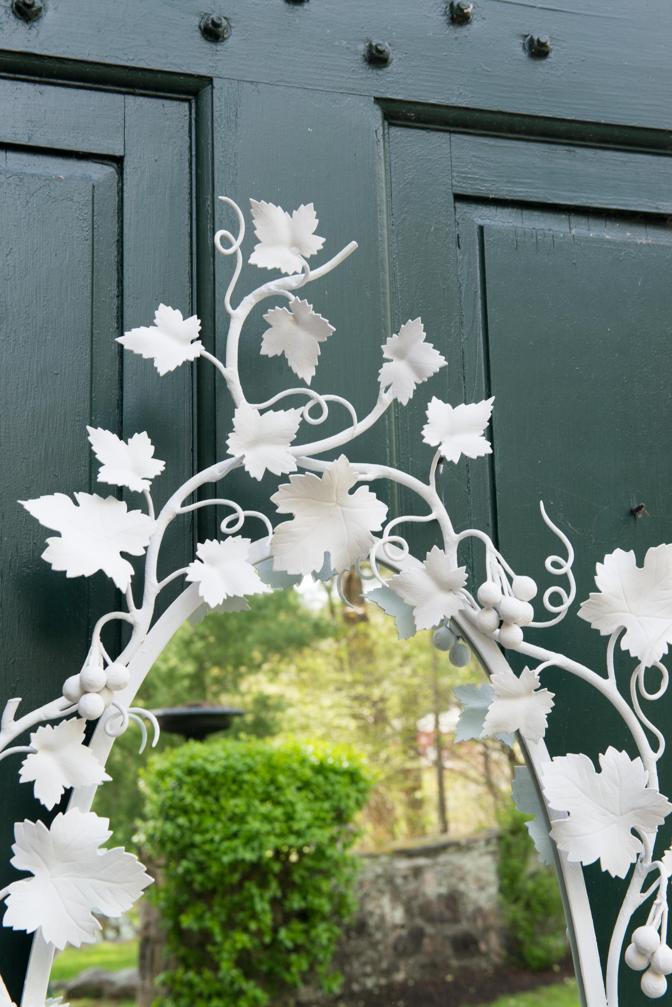 Mid-20th Century Italian Wrought Iron Grape Vine White Painted Mirror