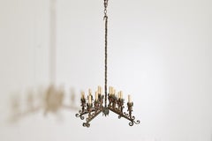 Italienischer schmiedeeiserner und polychrom bemalter 12-Licht-Kronleuchter, sptes 19. Cen