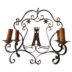 Italian Wrought Iron “San Marino” Castle Tower Chandelier, circa 1880