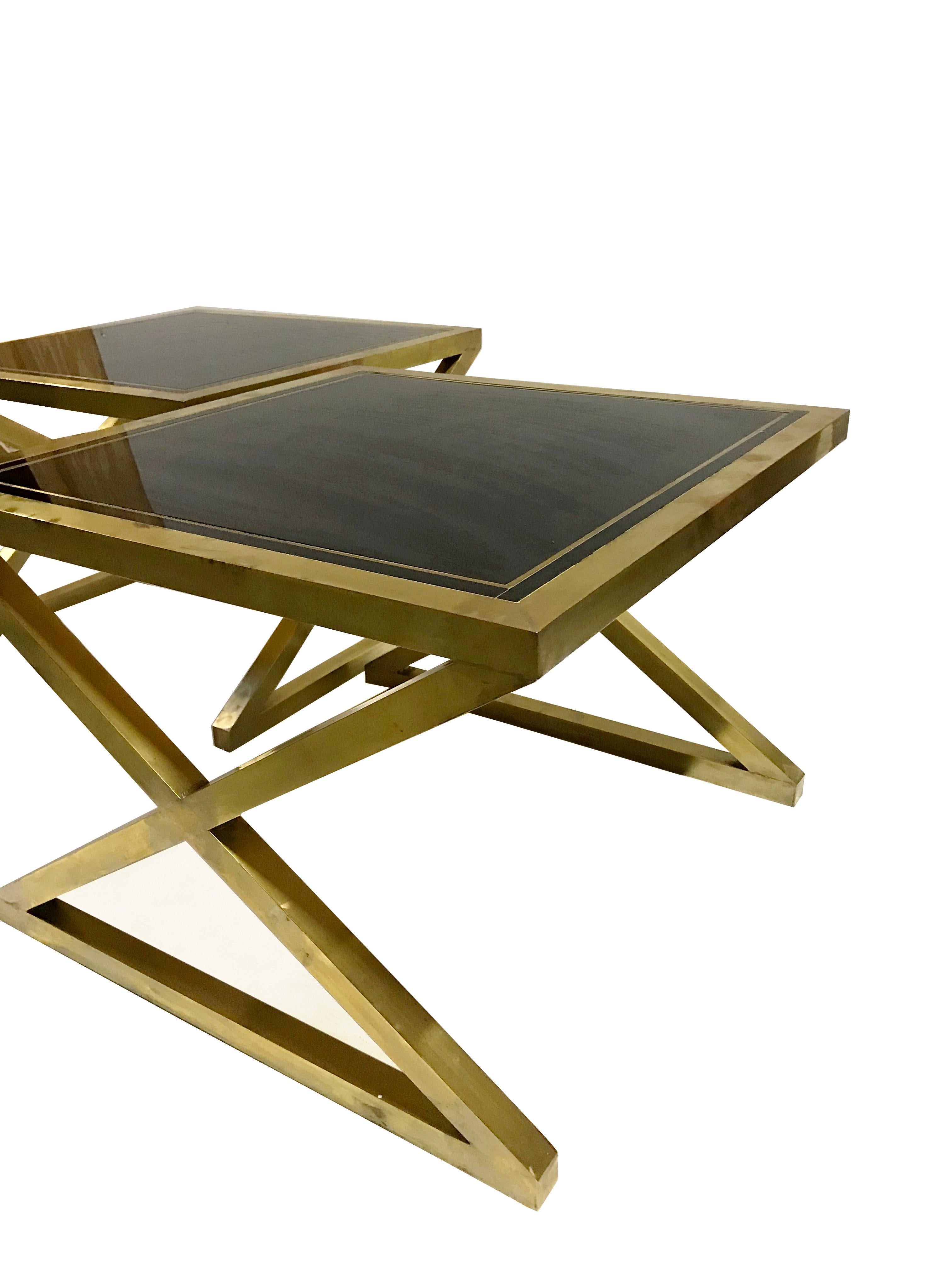Bronze Italian X-Frame Side Tables For Sale