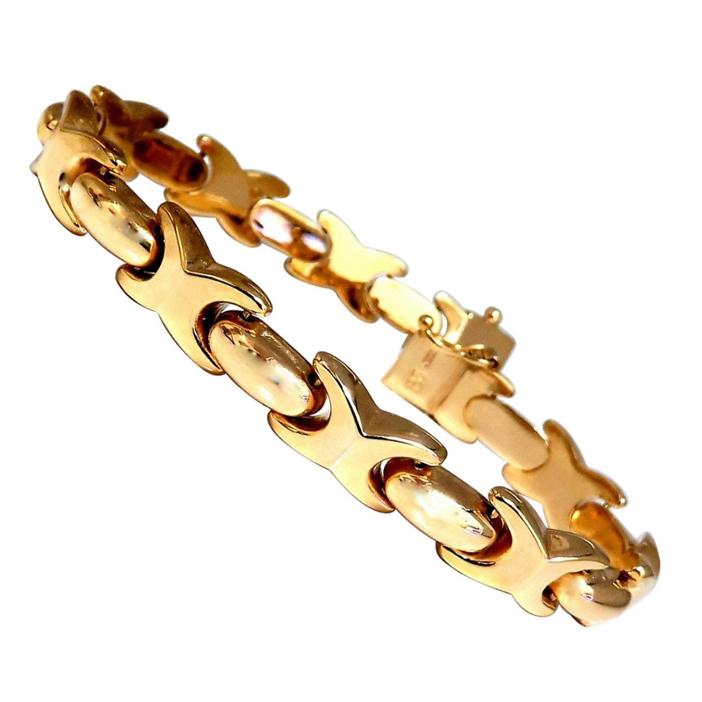 Italienisches X-Gliederarmband aus 14 Karat Gold mit Gliedern
