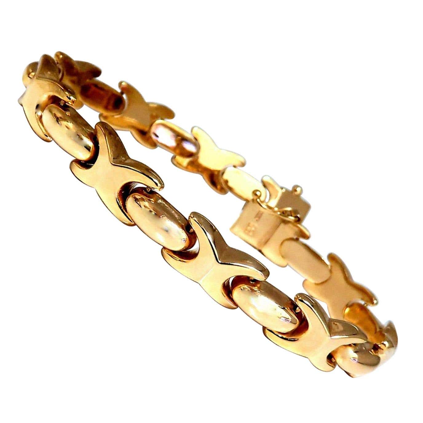 Italian X Link Gold Bracelet 14 Karat Gold For Sale at 1stDibs