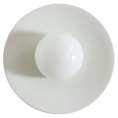 Italian XL Flush Mount Light or Wall Sconce in Metal and Glass, 1970s