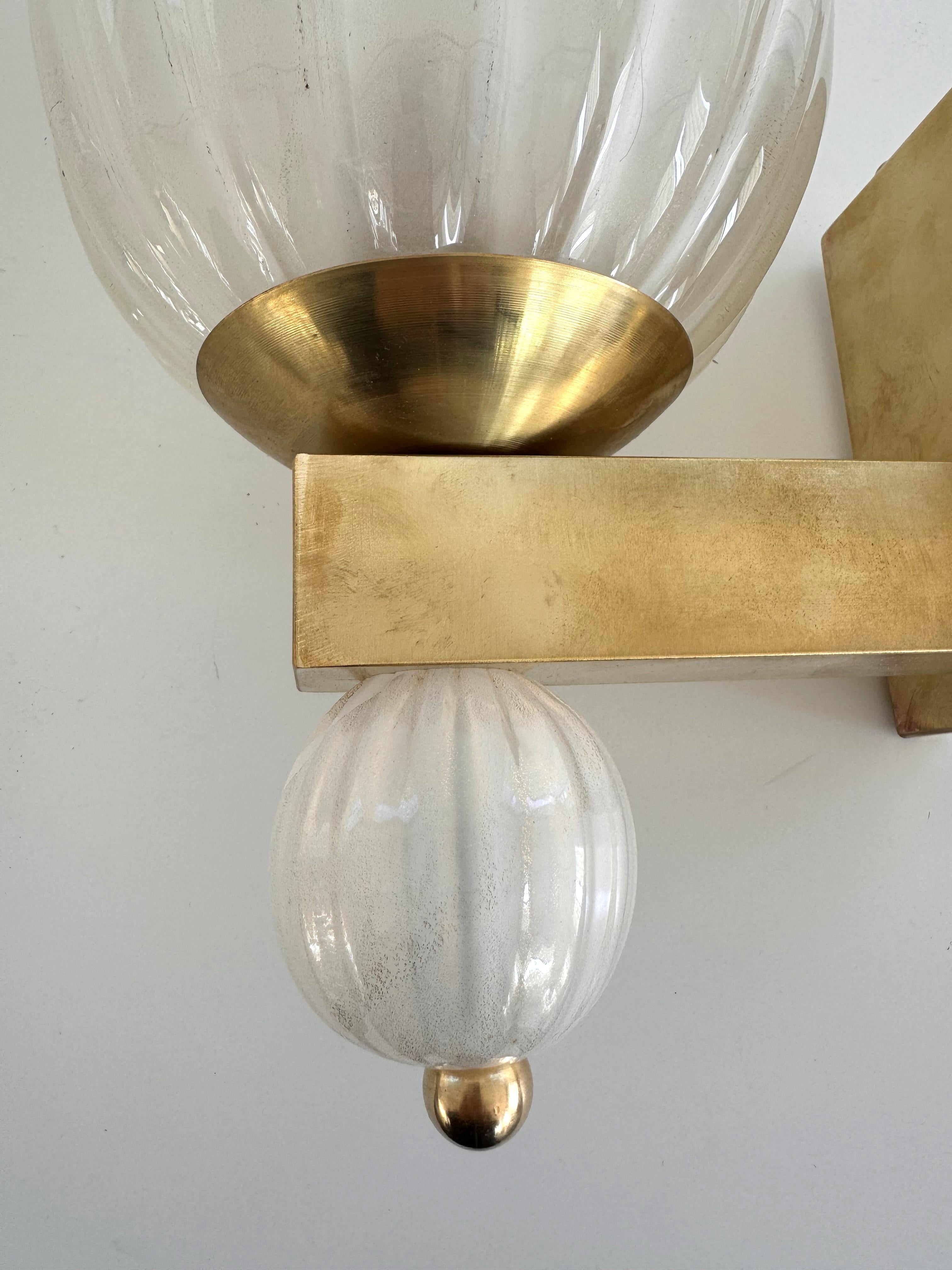 Apliques Italianos XL de Cristal de Murano y Latón en Estilo Art Déco, Década de 1990 en venta 1