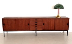 Italian XL Sideboard in Mahogany Wood with Sliding Doors, 1960s