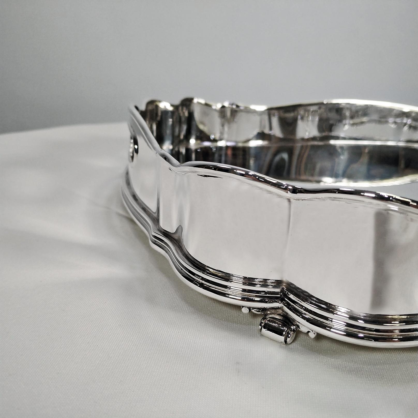 Bandeja de plata de ley italiana del siglo XX de estilo barroco Italian en venta