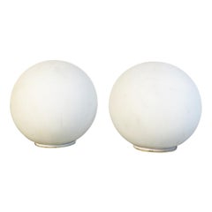 Italian XXI Century Pair Circular Dioscuri Table Lamps by De Lucchi Artemide