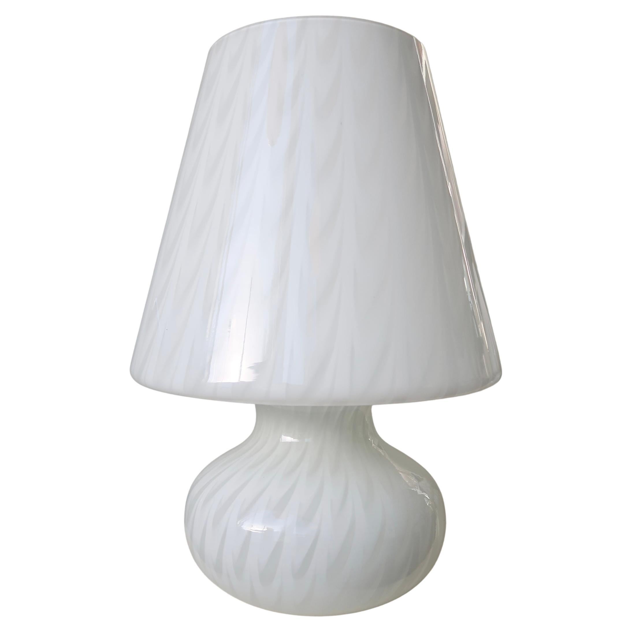 Italian XXL vintage Murano mushroom white glass lamp H: 52 cm