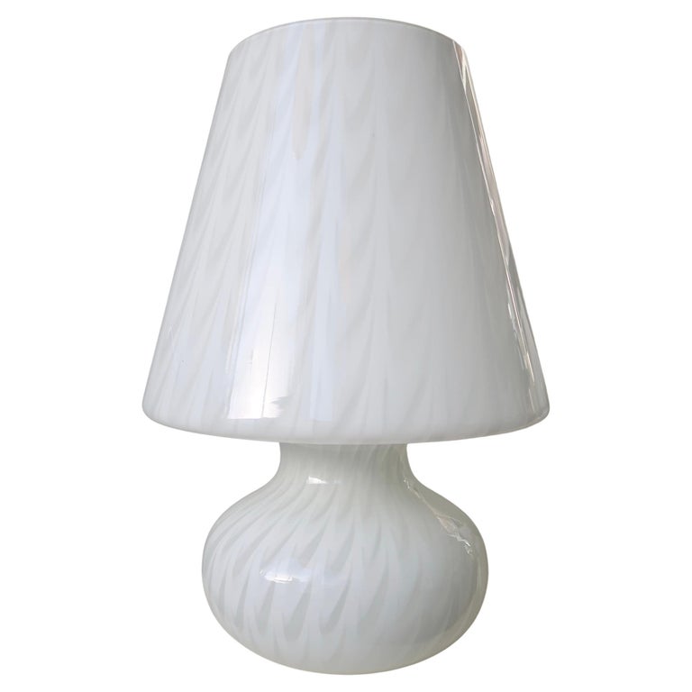 Italian XXL vintage Murano mushroom white glass lamp H: 52 cm For Sale
