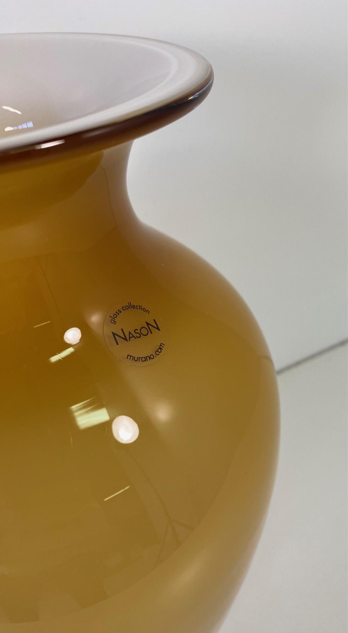 Italian Yellow and Amber Murano Glass Vase by Nason C. 1