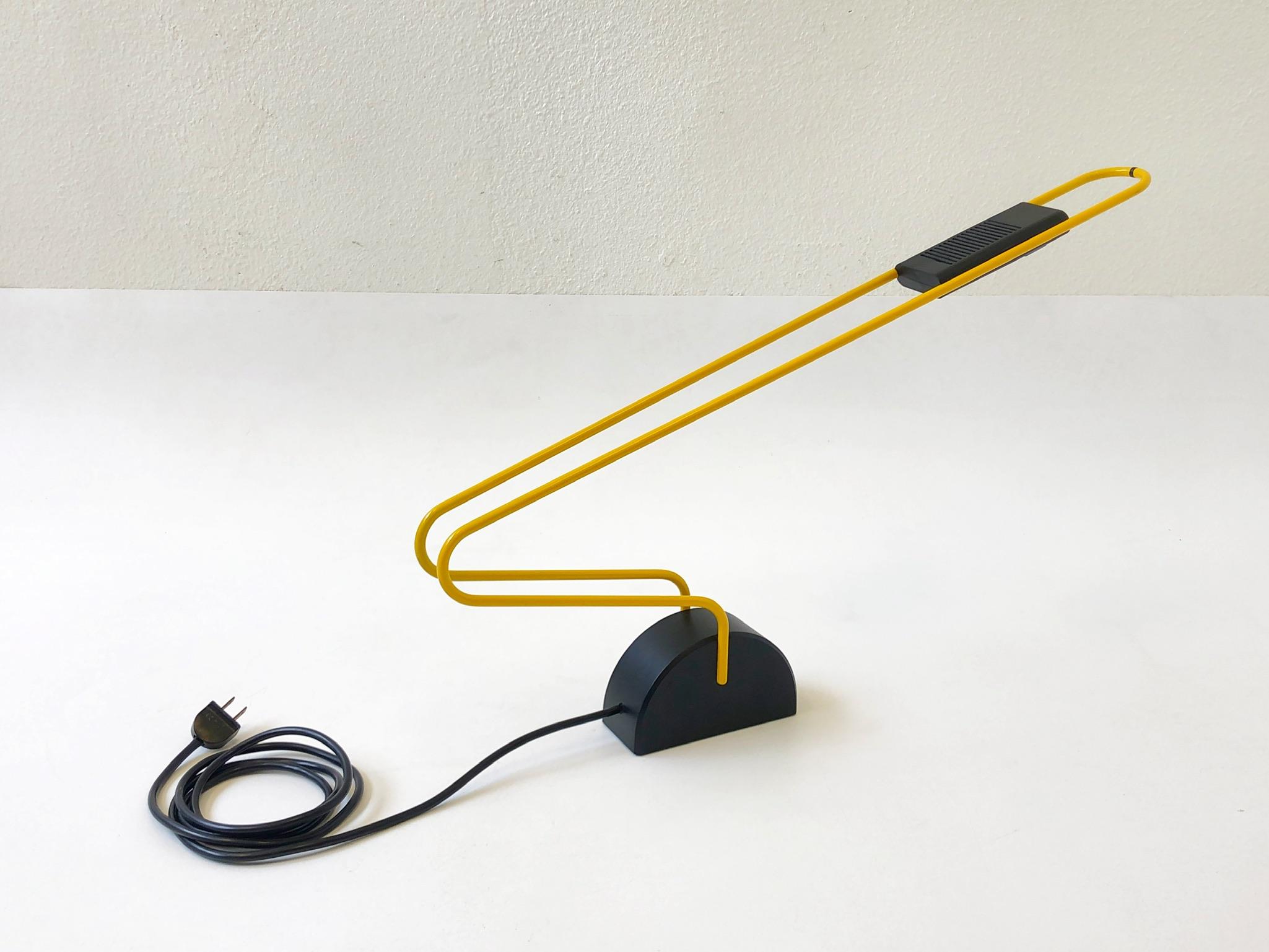 Powder-Coated Italian Yellow and Black Postmodern Desk Lamp For Sale