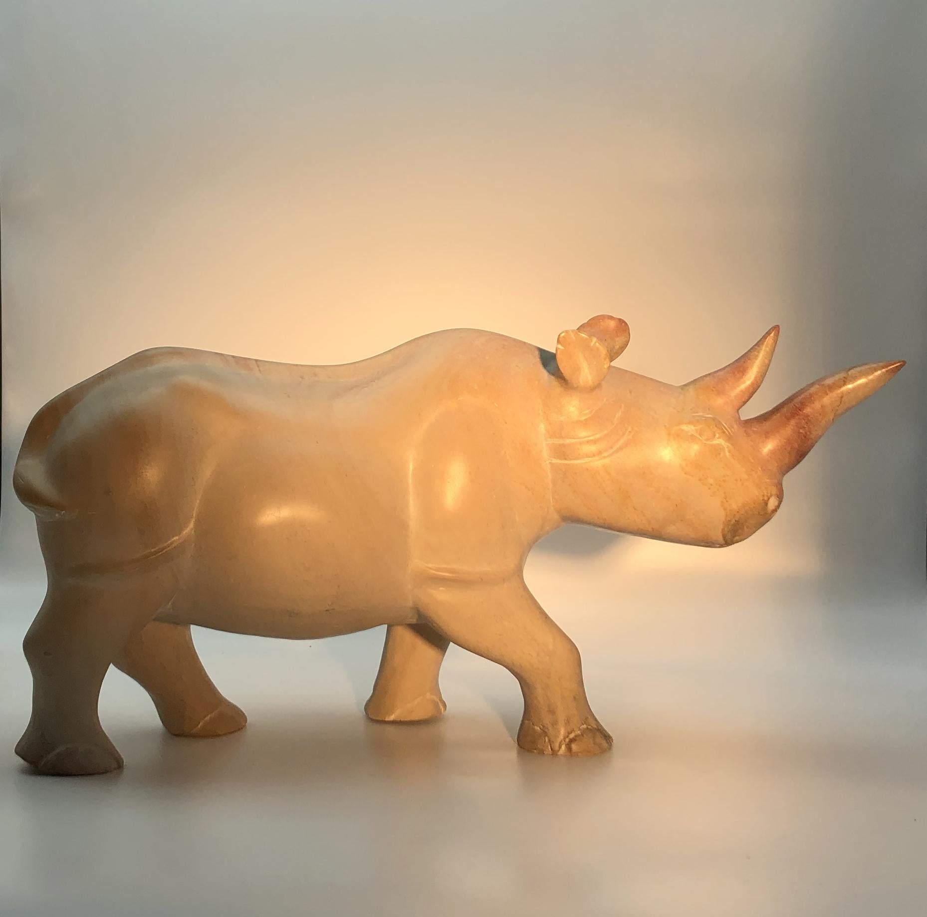 Italian Yellow and Pink Marble Sculpture of Rhinoceros For Sale 13