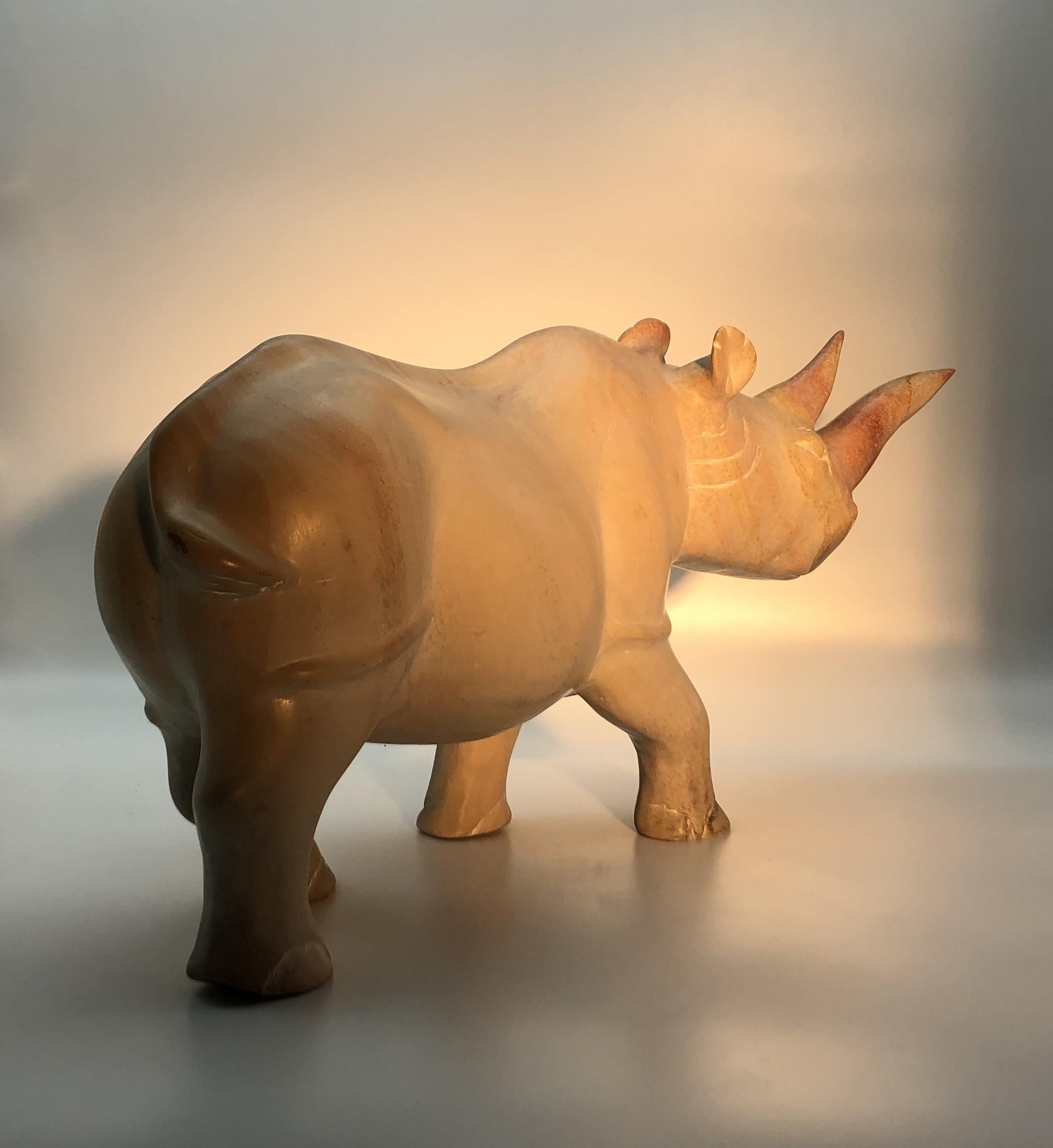 Italian Yellow and Pink Marble Sculpture of Rhinoceros For Sale 14