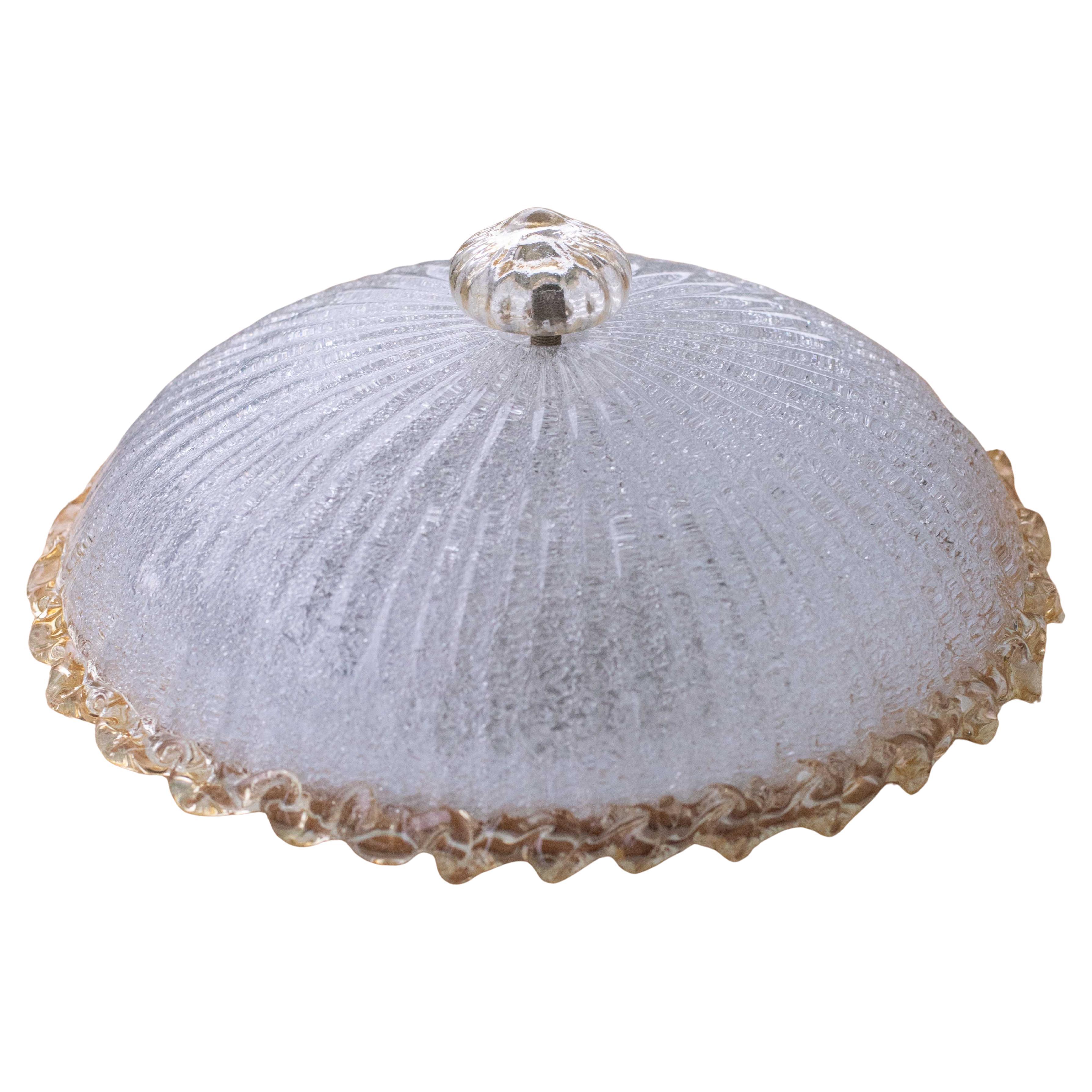 Italian Yellow and Trasparent  Murano Glass Ceiling Fixture, Murano, 1970