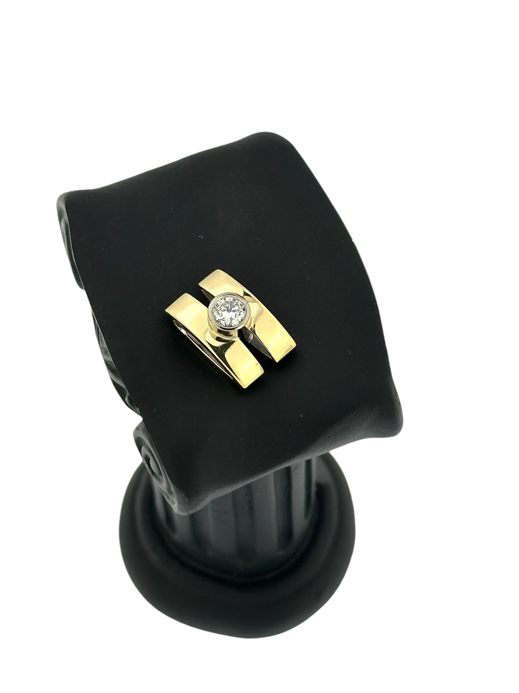Artisan Italian Yellow and White Gold 0.65ct Diamond Solitaire Pendant For Sale