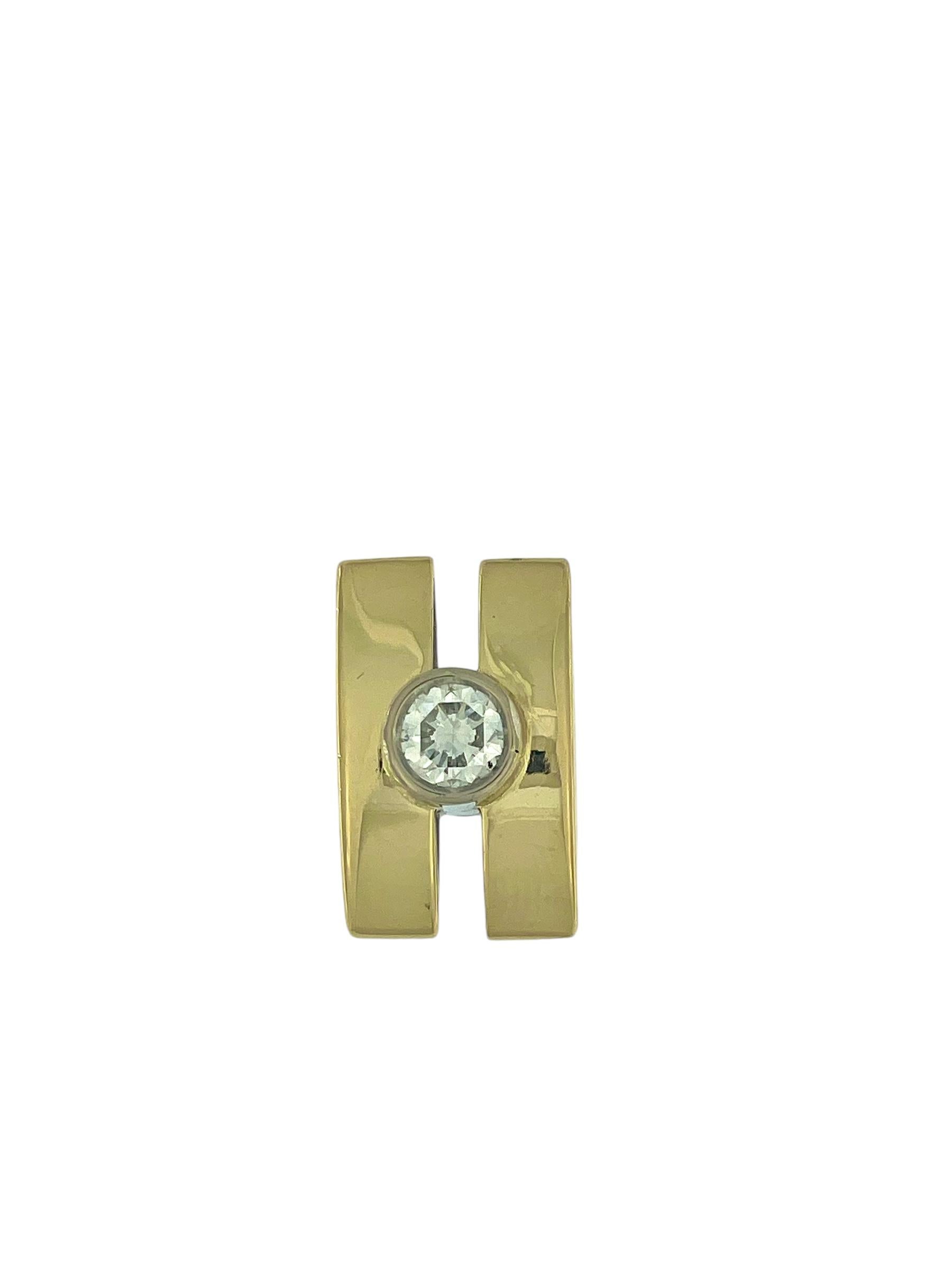 Women's or Men's Italian Yellow and White Gold 0.65ct Diamond Solitaire Pendant For Sale