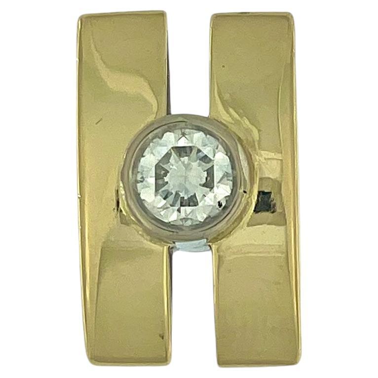 Italian Yellow and White Gold 0.65ct Diamond Solitaire Pendant