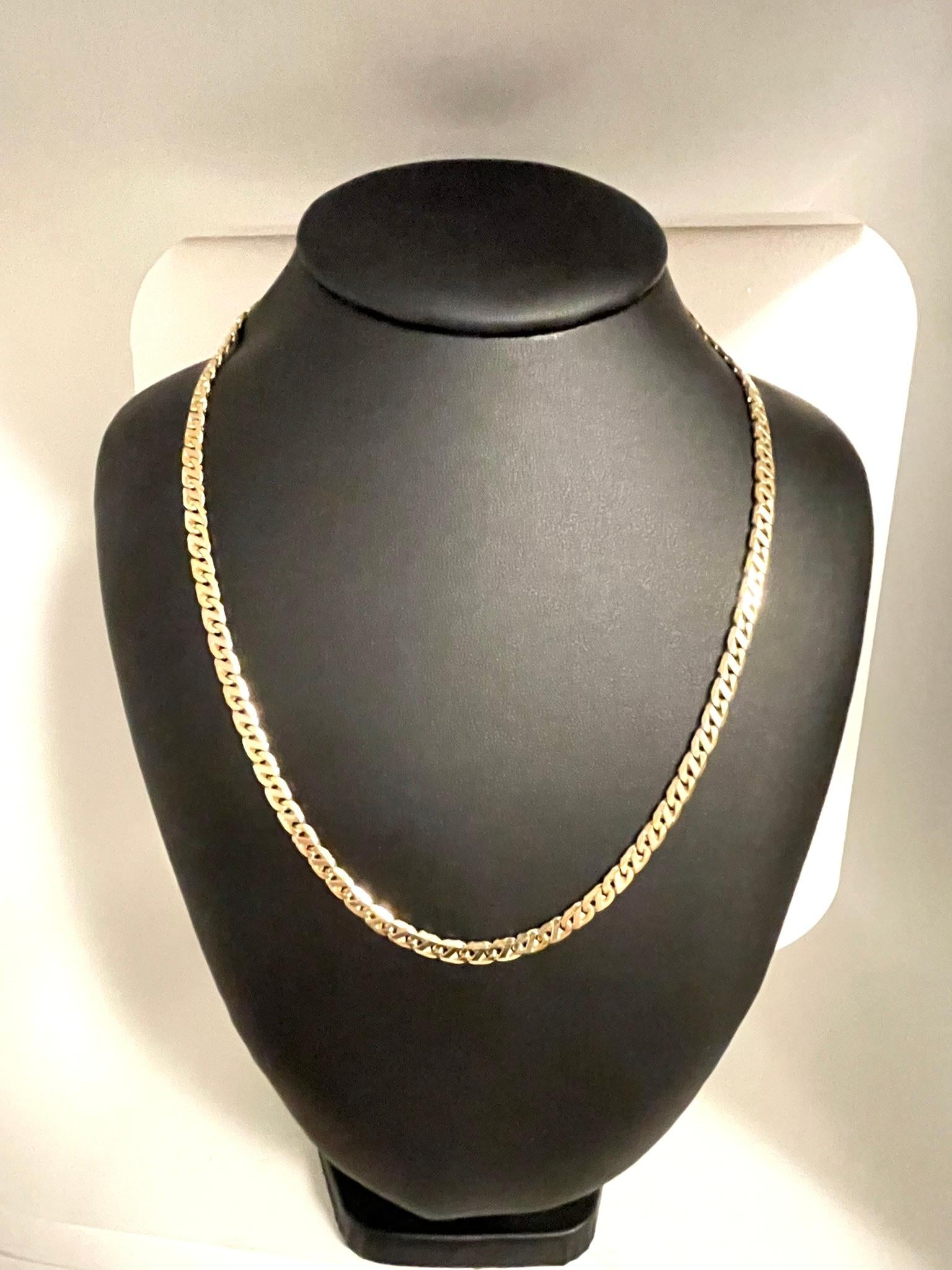 Women's or Men's Italian Yellow and White Gold Chain Necklace For Sale