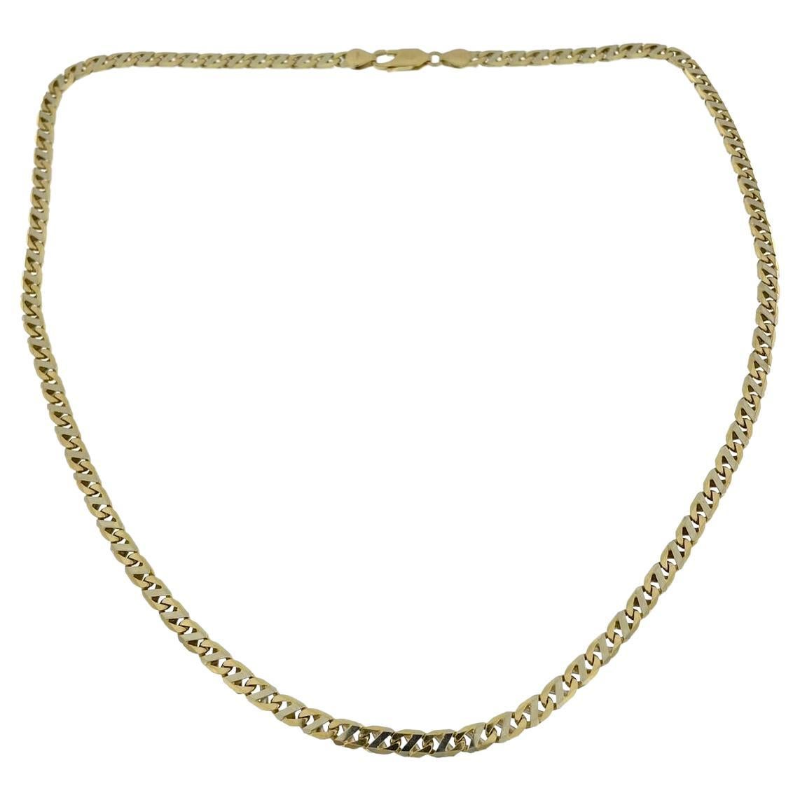 Italian Yellow and White Gold Chain Necklace For Sale