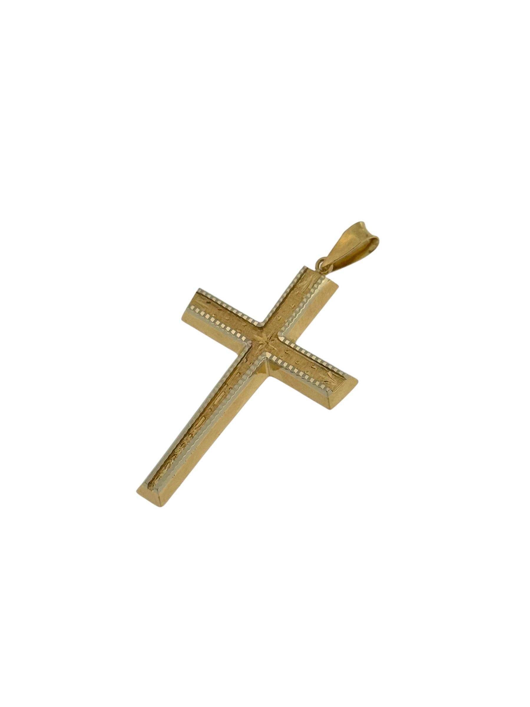 Croix italienne en or jaune et blanc Bon état - En vente à Esch sur Alzette, Esch-sur-Alzette