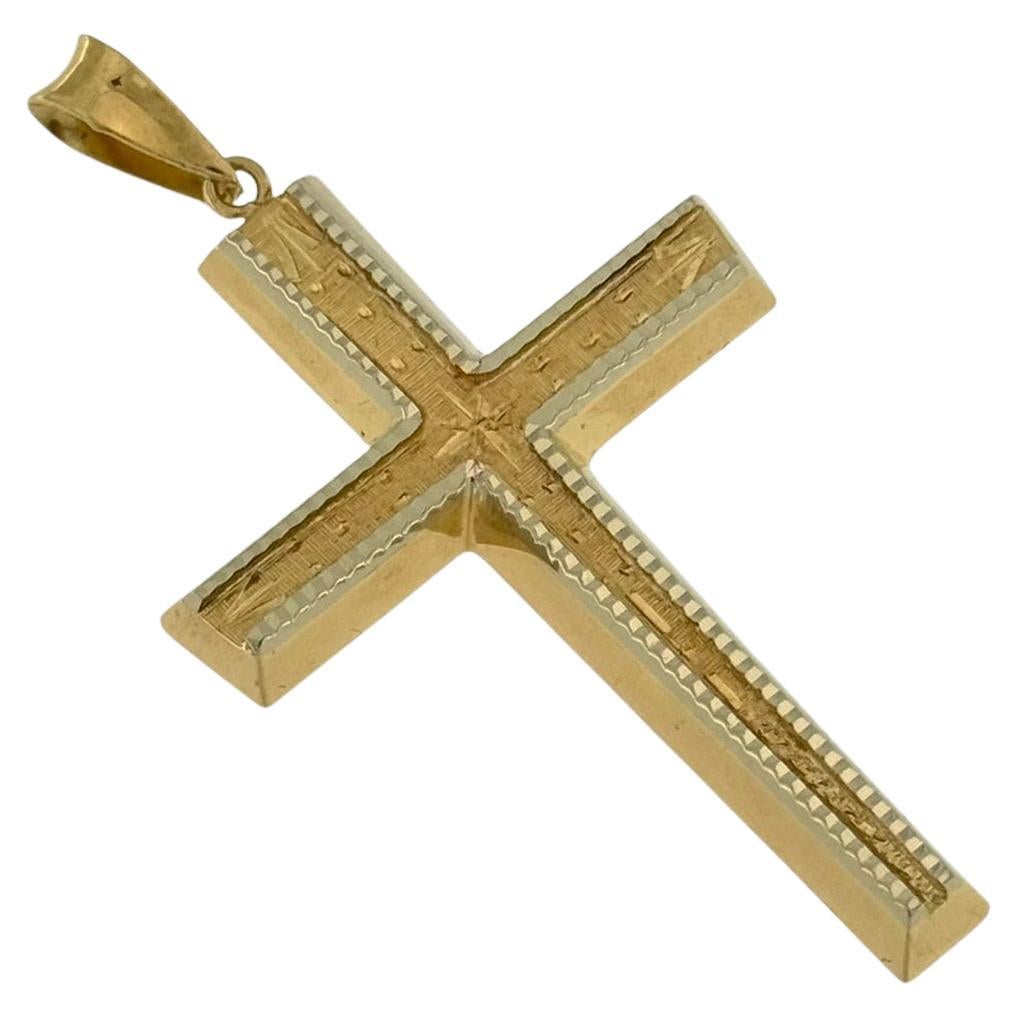 Italian Yellow and White Gold Cross