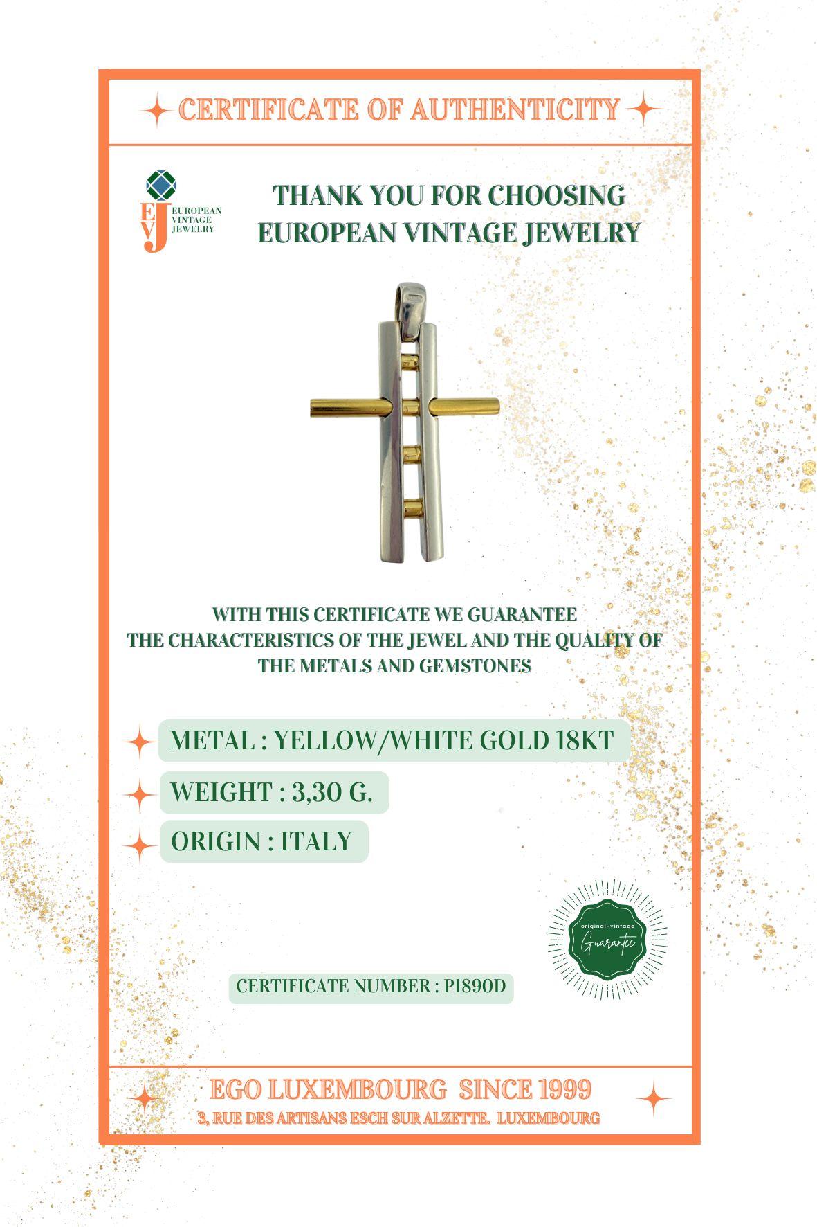 Italian Yellow and White Gold Cross Ladder Design For Sale 5