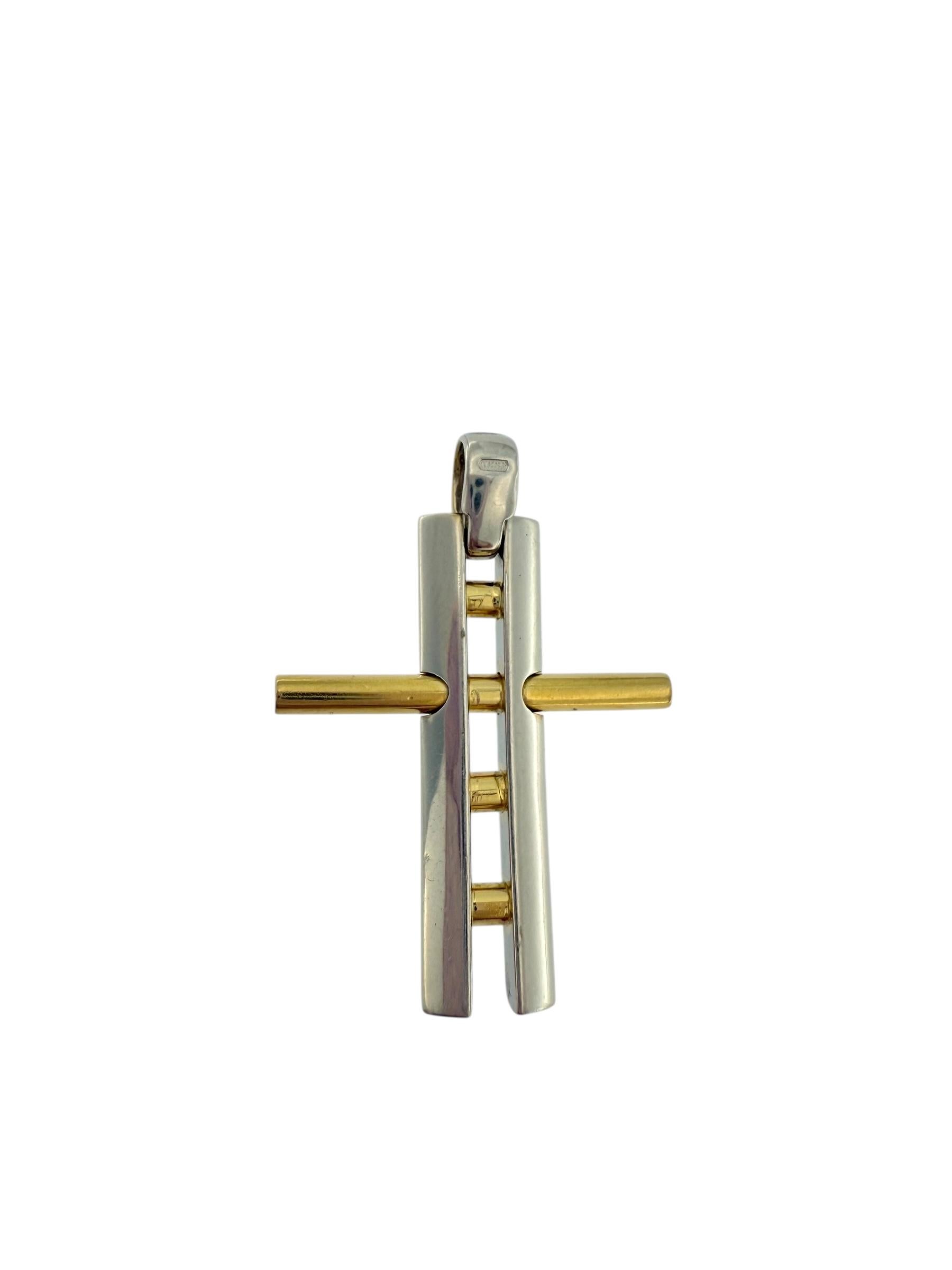 Contemporary Italian Yellow and White Gold Cross Ladder Design For Sale