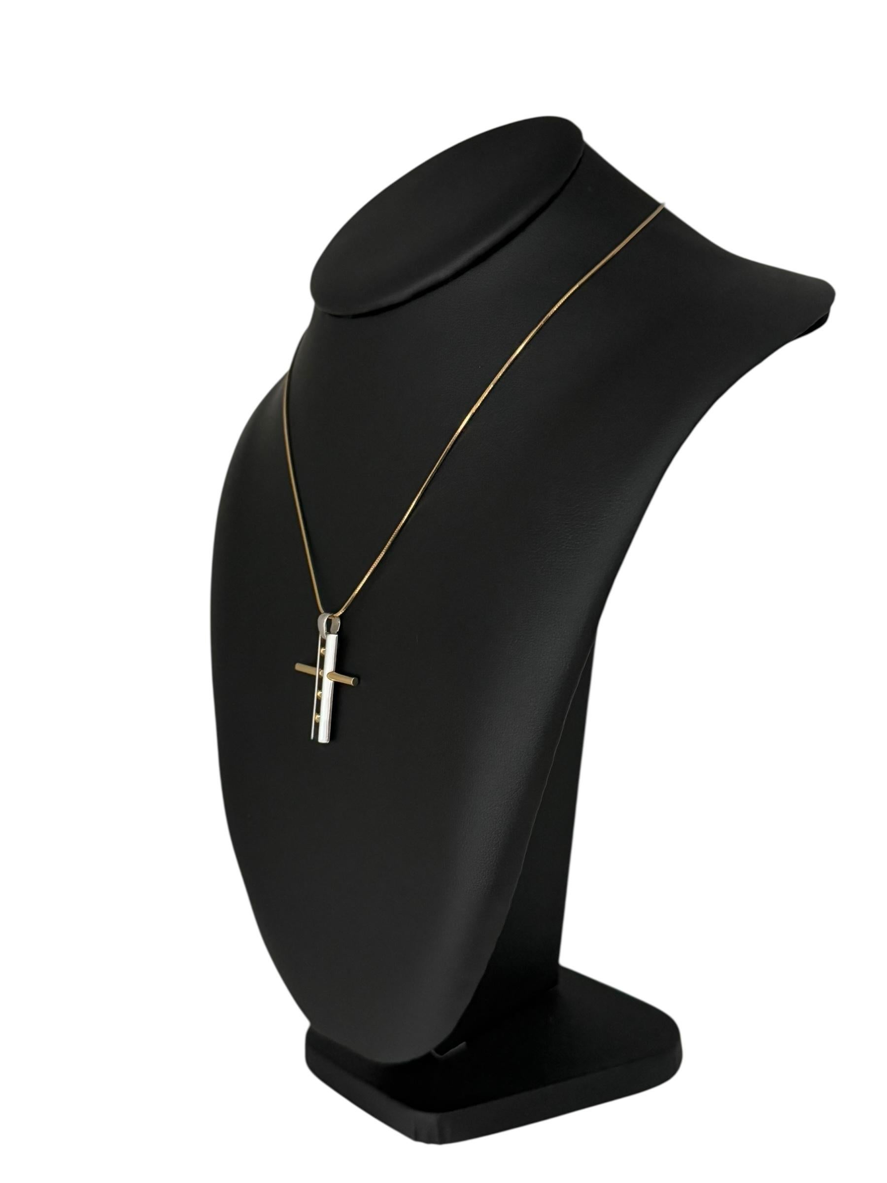 Italian Yellow and White Gold Cross Ladder Design For Sale 1