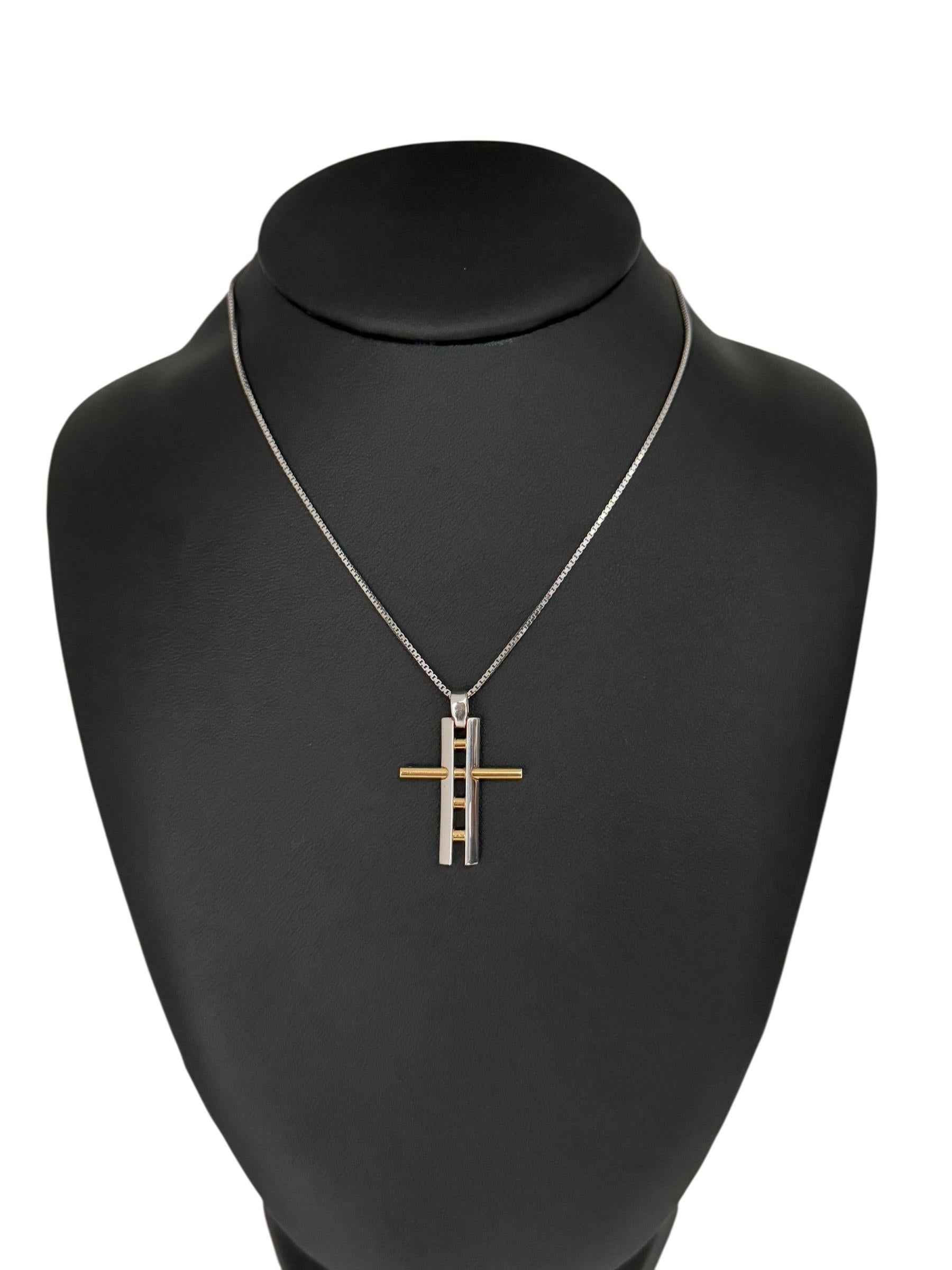 Italian Yellow and White Gold Cross Ladder Design For Sale 2
