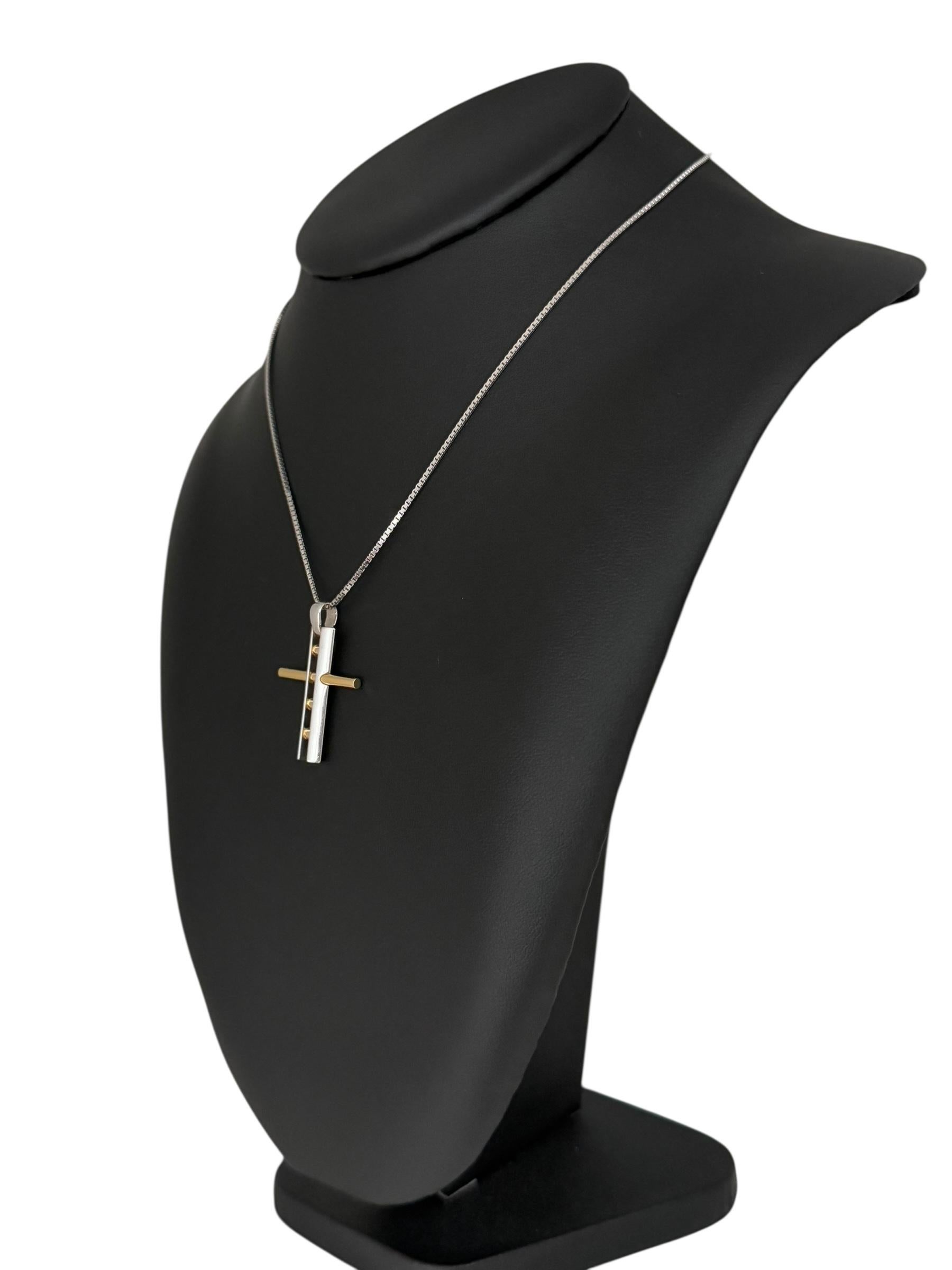 Italian Yellow and White Gold Cross Ladder Design For Sale 3