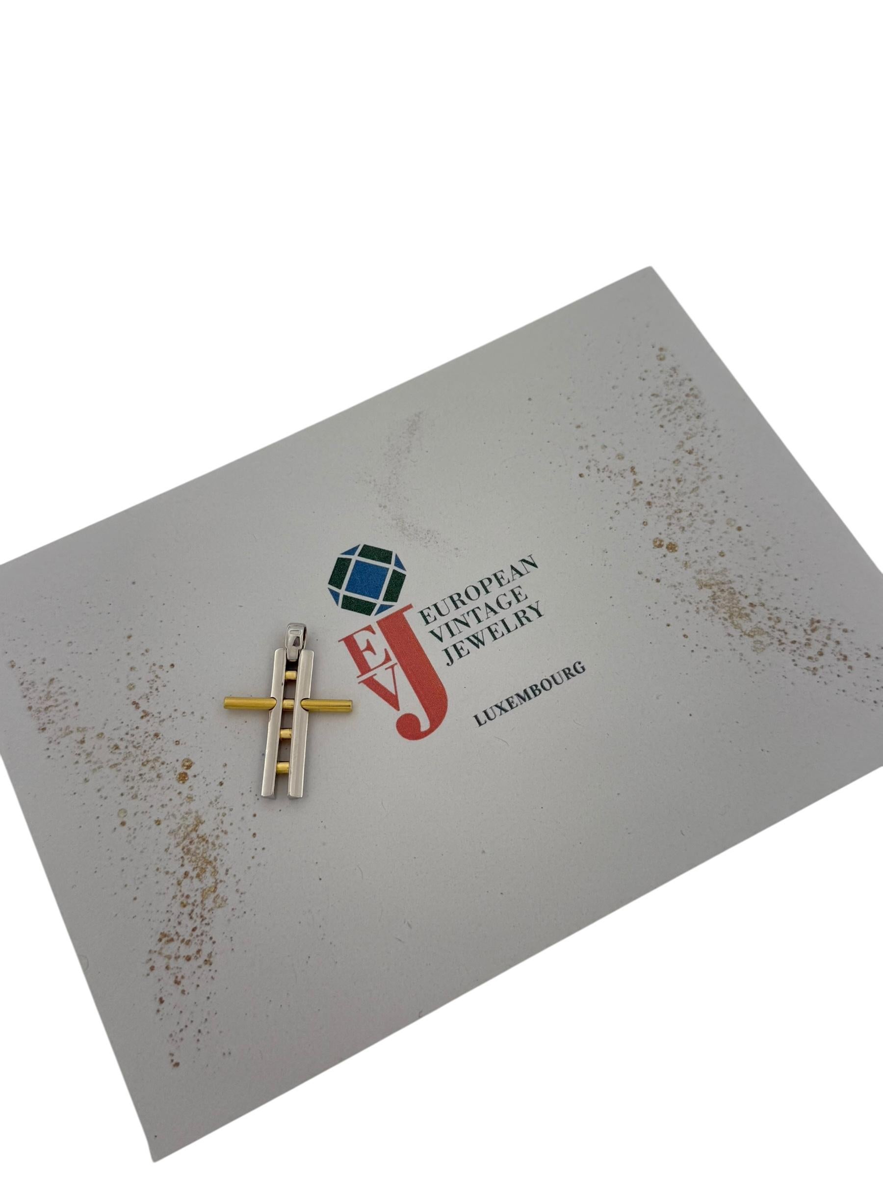 Italian Yellow and White Gold Cross Ladder Design For Sale 4