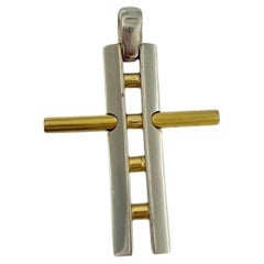Italian Yellow and White Gold Cross Ladder Design