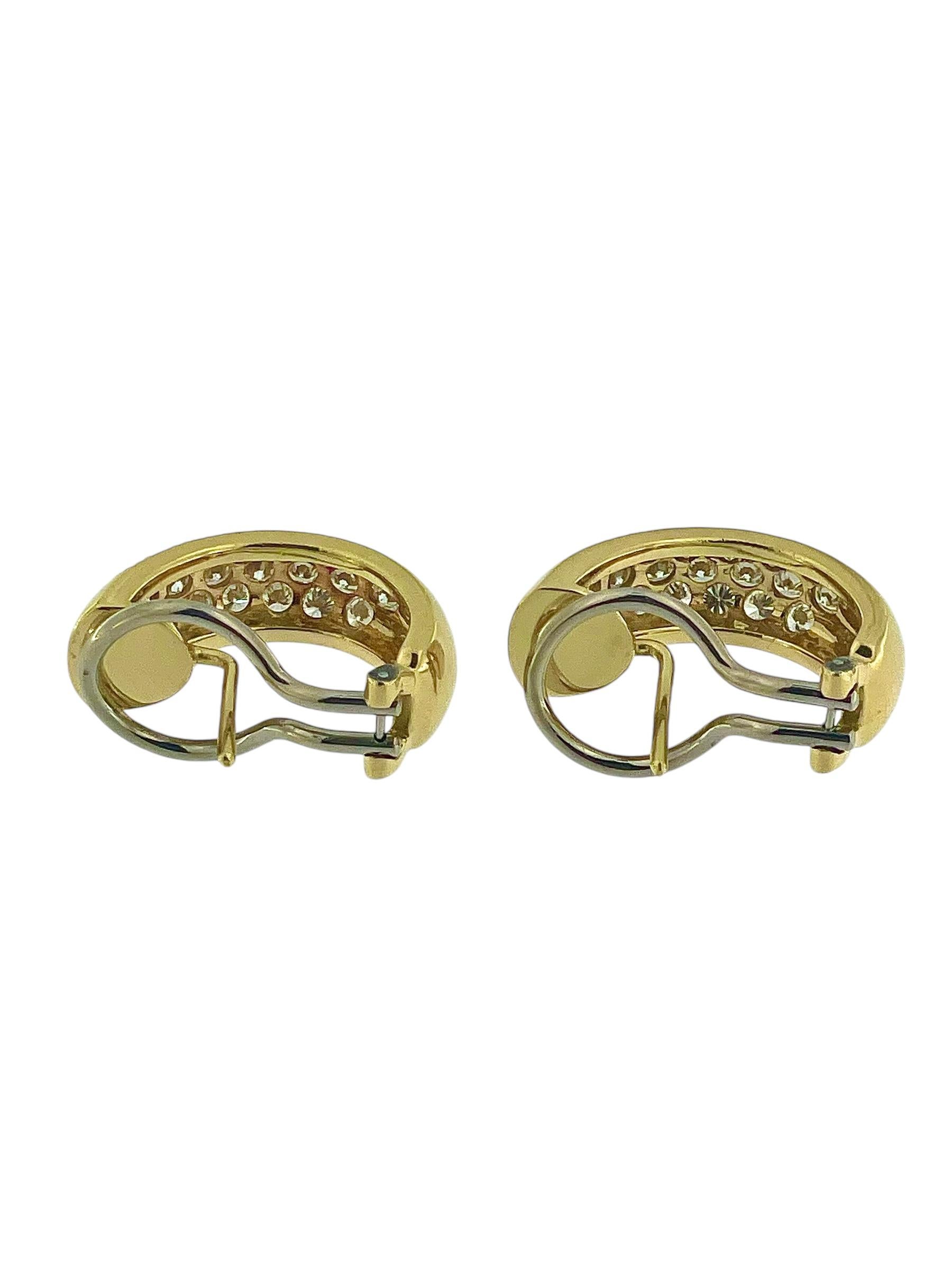 da uomo o donna Orecchini in oro giallo e bianco italiano con diamanti in vendita
