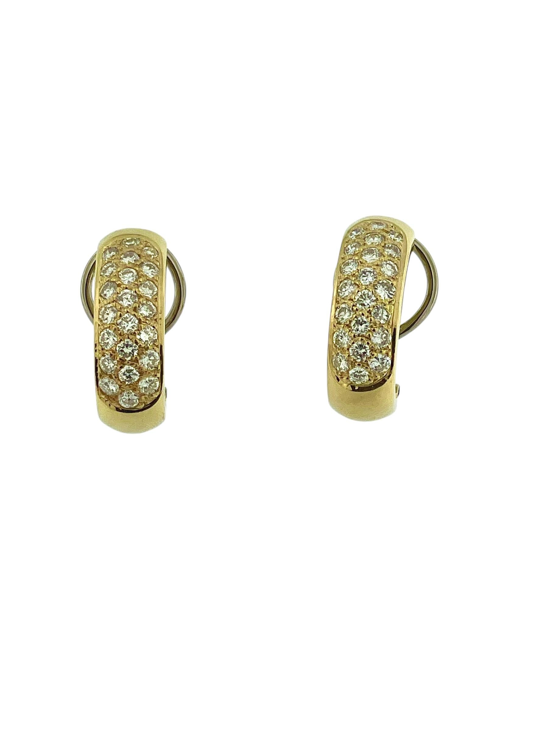Orecchini in oro giallo e bianco italiano con diamanti in vendita 2