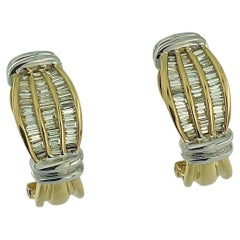 Italian Yellow and White Gold Earrings with Diamonds